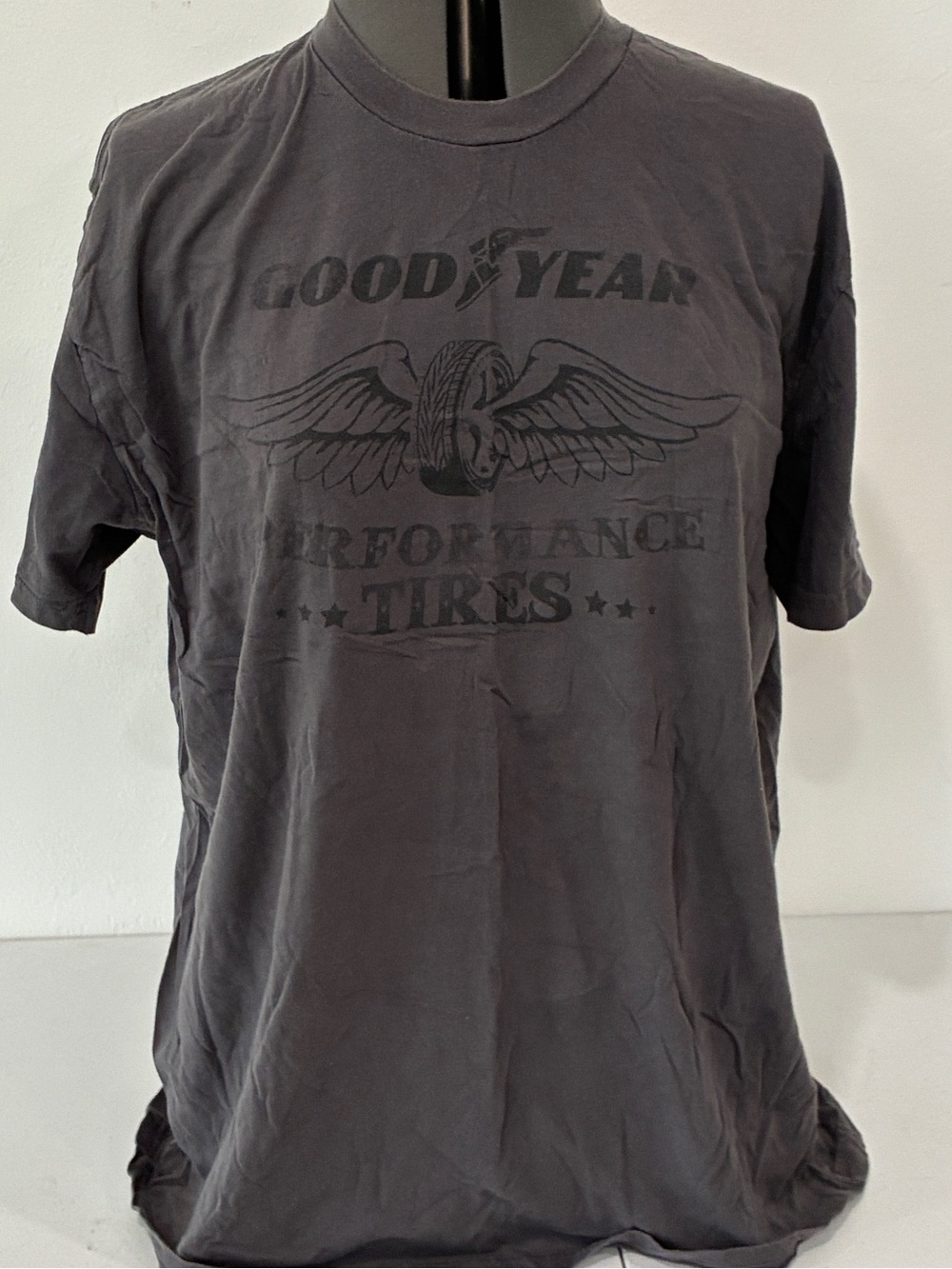 Vintage Goodyear Performance Tires T-Shirt XL Faded Black Boxy Fit